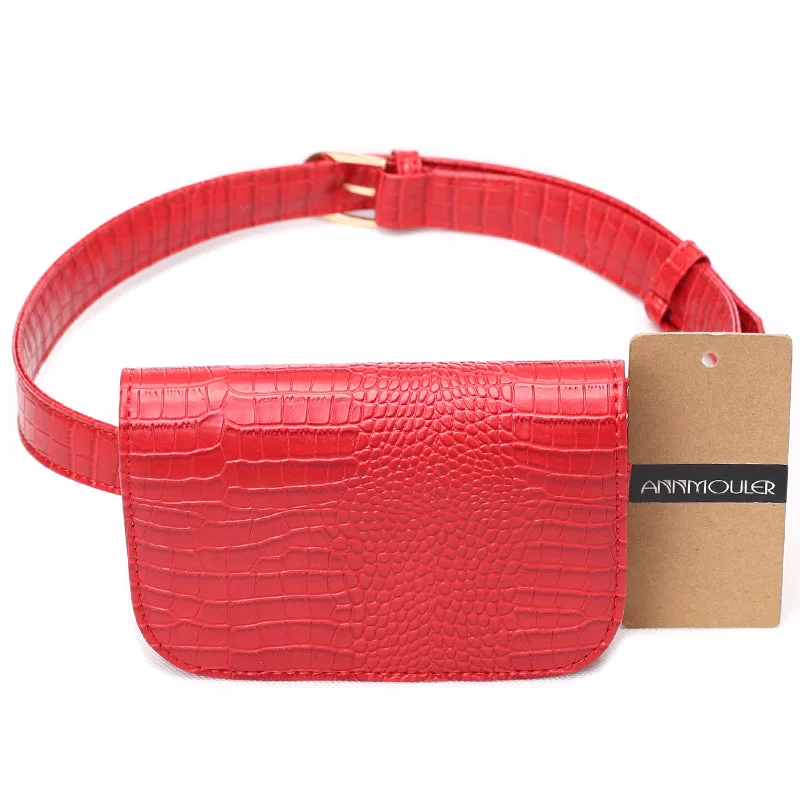 Adjustable Alligator Pattern Women Waist Pack Red