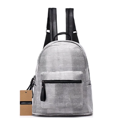 AnnaMouler Fashion Alligator Pattern Backpack Grey