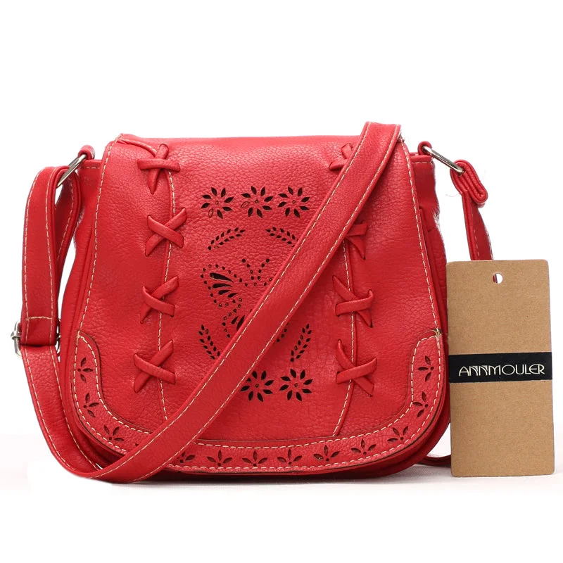 AnnaMouler Floral and Butterfly Hollow Out Design Crossbody Bag Red