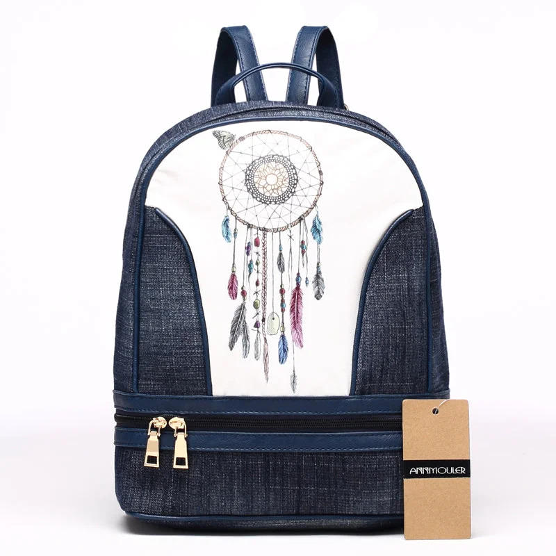 AnnaMouler New Design Denim Backpack for Girls No 3