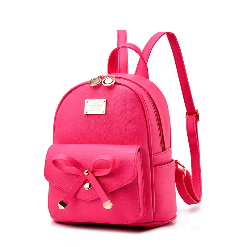 AnnaMouler Preppy Style with Bow Backpack Rose