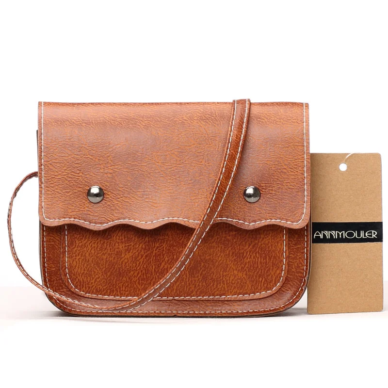 AnnaMouler Pu Leather Vintage Style Shoulder Bag Brown