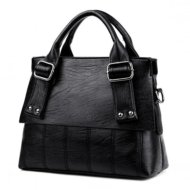 AnnaMouler Trendy PU Leather Handbag Black