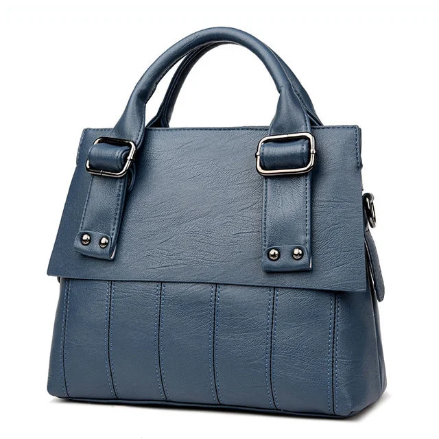 AnnaMouler Trendy PU Leather Handbag Light Blue