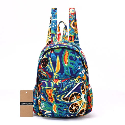 AnnaMouler Vintage Pattern Cotton Fabric Backpack No 2