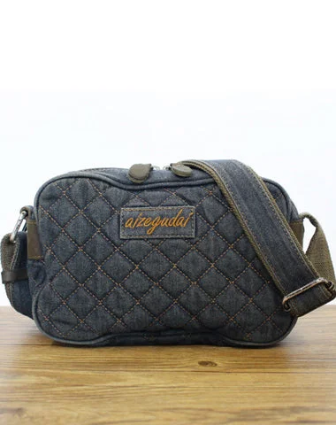 Blue Denim Womens Small Quilted Shoulder Bags Denim Quilted Side Bag Quilted Crossbody Bag For Men