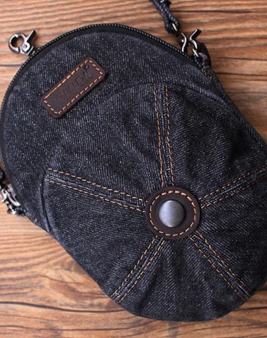 Blue Unique Denim Cap Mini Shoulder Bag Belt Pouch Denim Cap Phone Women Crossbody Bag