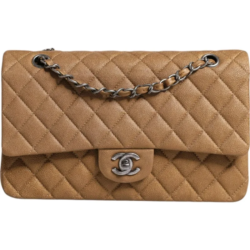 Chanel Dark Gold Medium Classic Double Flap Ruthenium Shoulder Bag