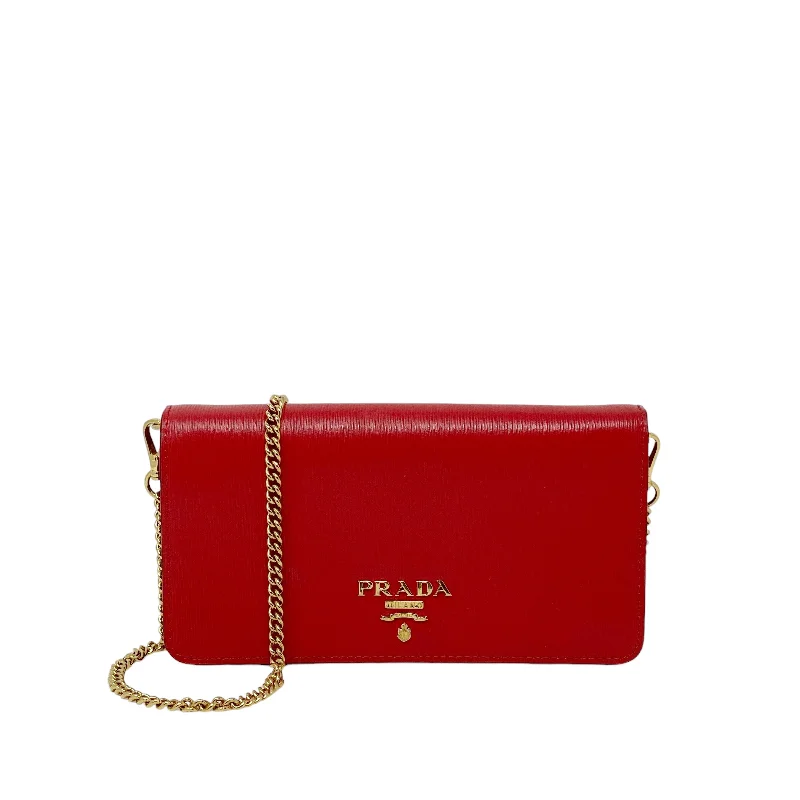 Prada Red Clutch On Chain