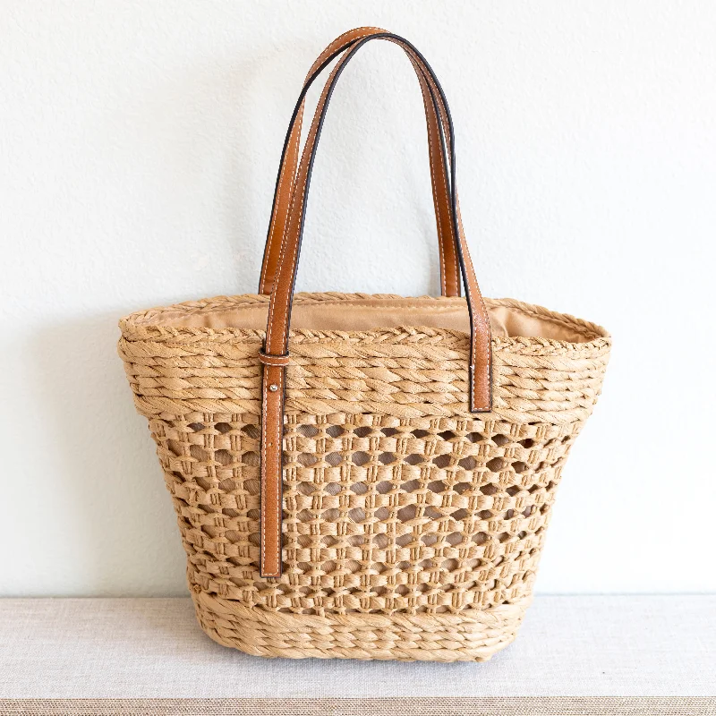 Elena Handbags Straw Basket Tote Bag