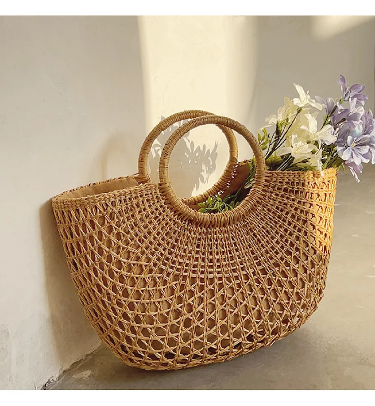 Elena Handbags Summer Beach Straw Basket Purse