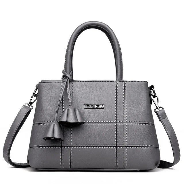 Fashionable Casual PU Leather Handbag Grey