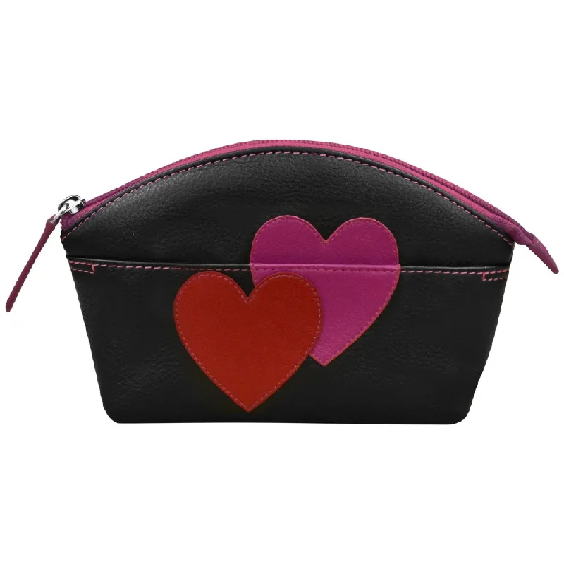 ili New York Double Heart Cosmetic Case Black/Red/Orchid