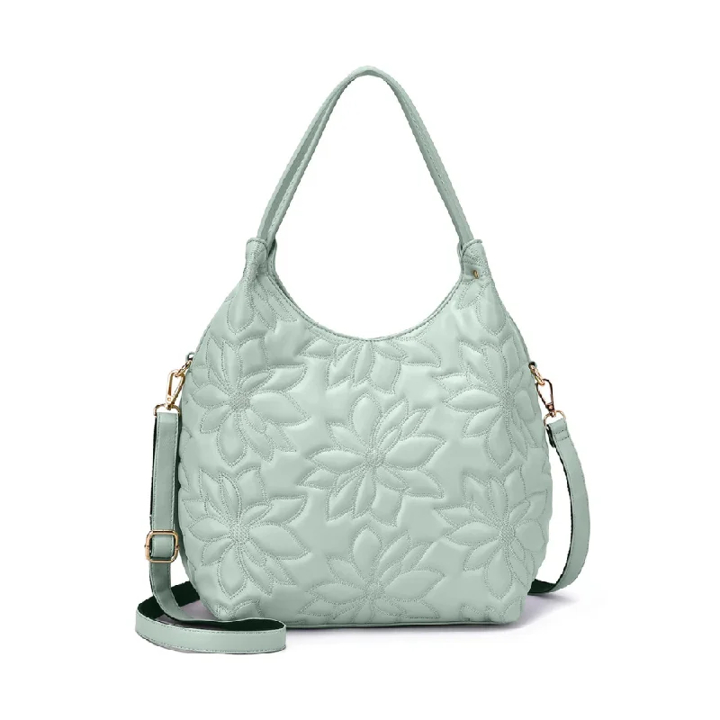 Mellow World Jae Embossed Floral Patterned Sage Hobo Bag (Women's)