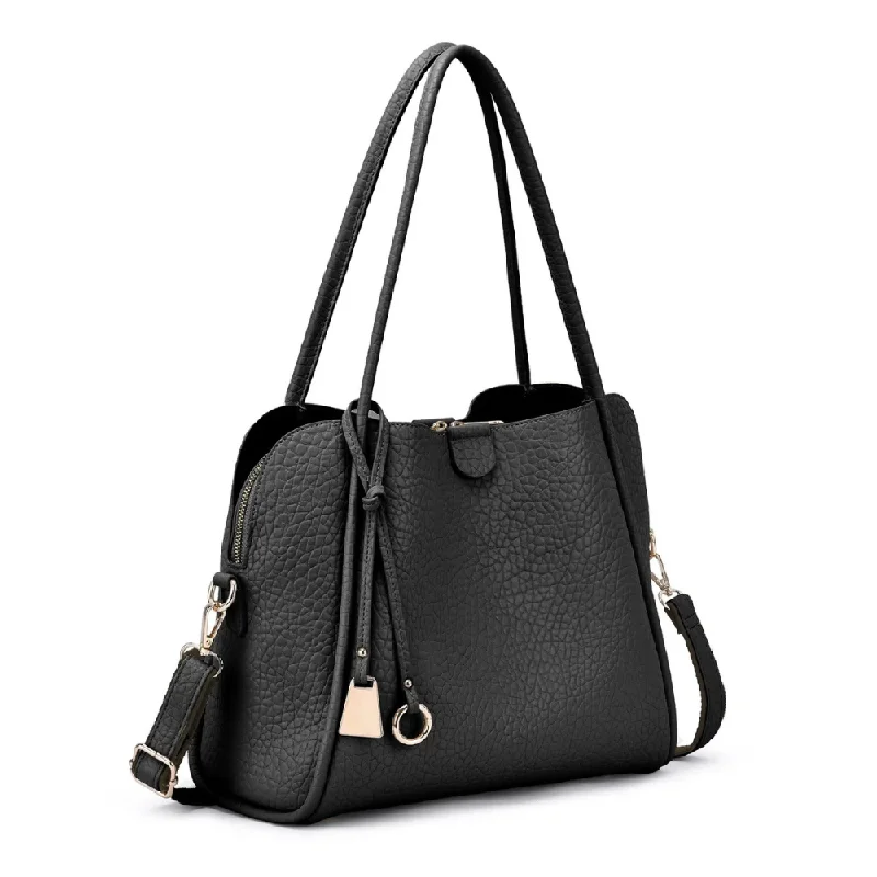 Mellow World Sandi 3 Compartment Black Satchel (Women's)