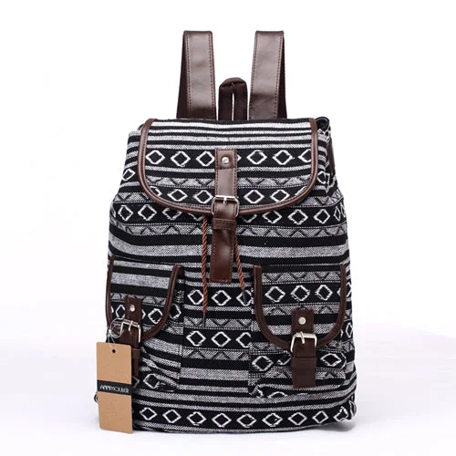 New Bohemian Chic Type Backpack Black