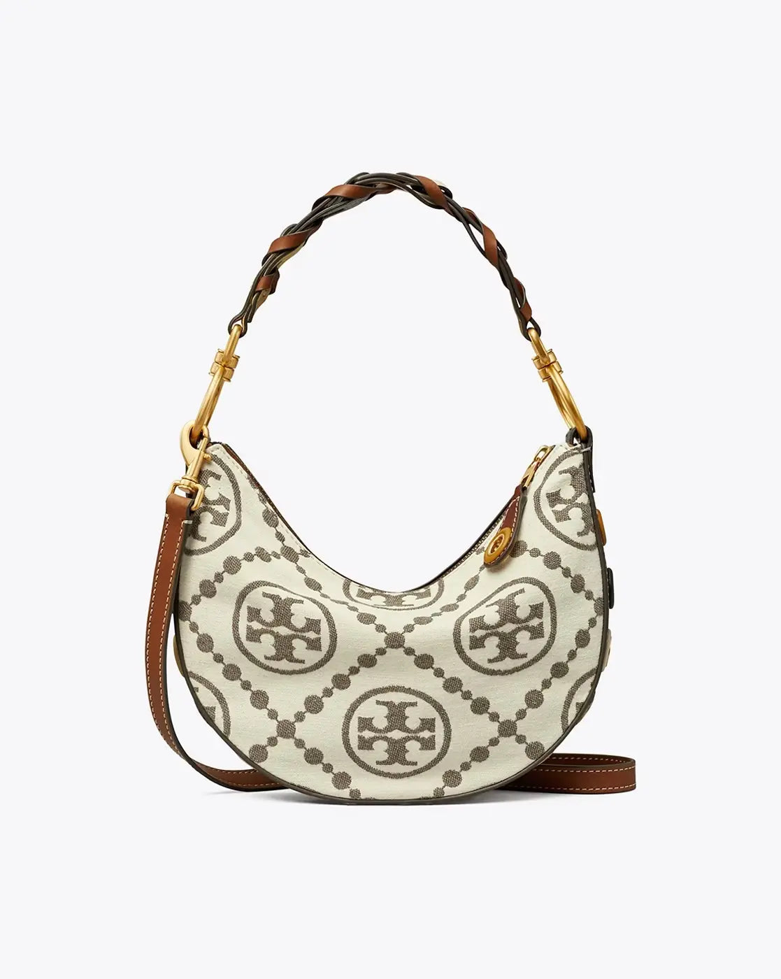 T Monogram Grommet Mini Crescent Bag