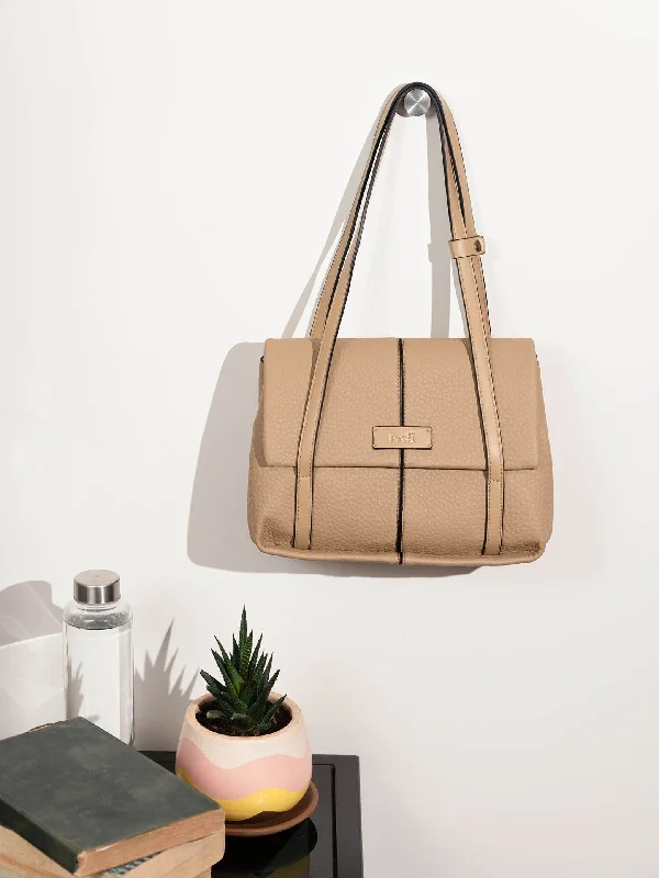 Women Khaki Textured Shoulder Bag