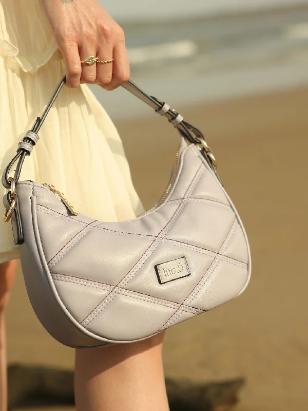 Women Purple Qulited Half-Moon Shoulder Bag