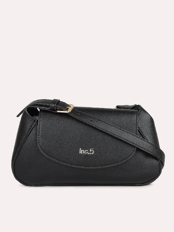 Womens Black Solid Shoulder Bag