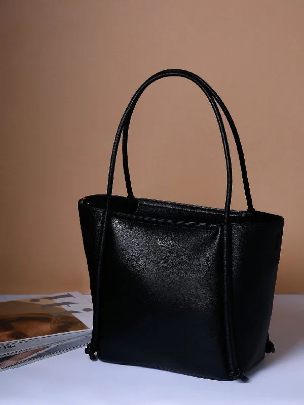 Womens Black Solid Shoulder Bag